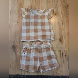 Colored Organics girls Greta Flutter Sleeve Muslin Shirt and Shorts